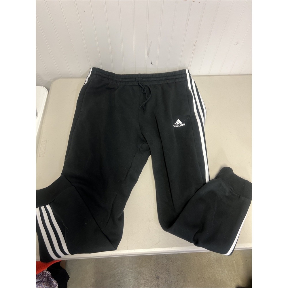 Adidas Men's Essentials Tapered 3-Stripes Track Pants Black Size 2XL